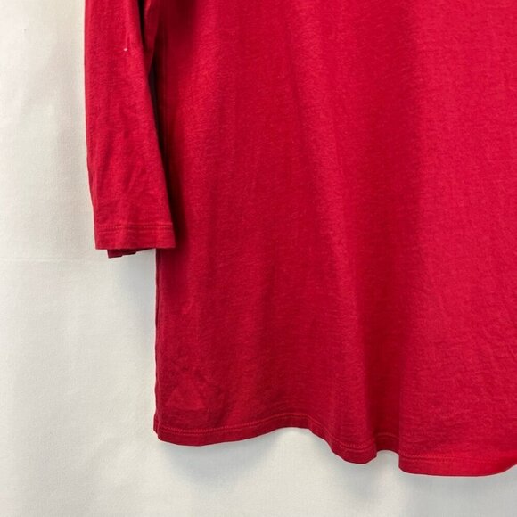 J Jill Womens Gilded Tee T-Shirt Red Long Sleeve Scoop Neck Embellished Sequin M - Picture 6 of 11